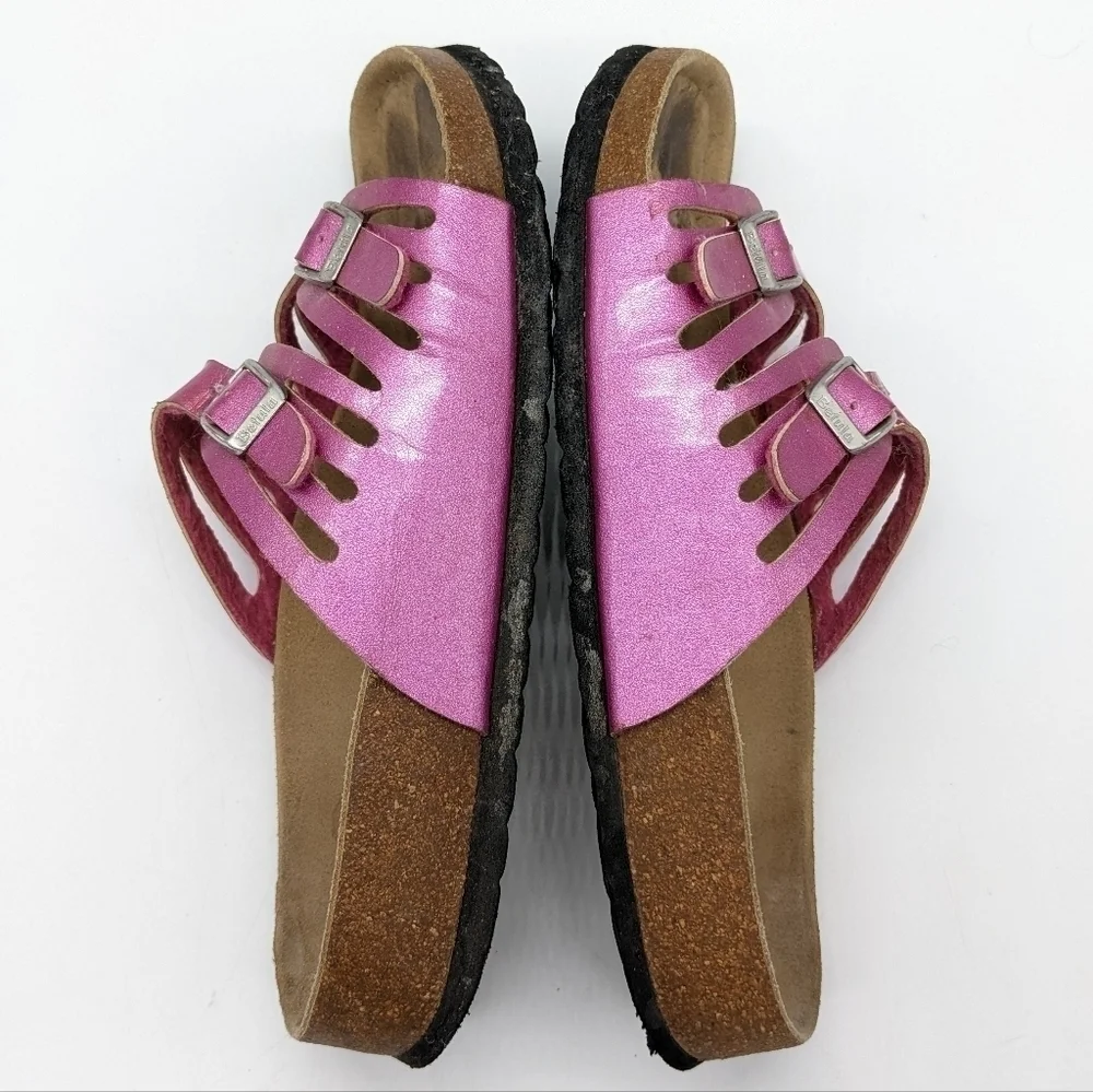 Betula by Birkenstock pink strappy leather slip on 36 5/5.5